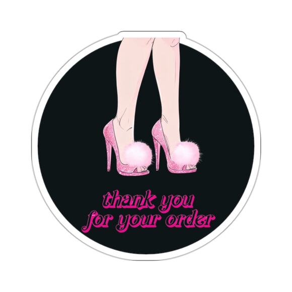 Handmade Pink Glitter High Thank You Sticker 50 Counts - Picture 1 of 4